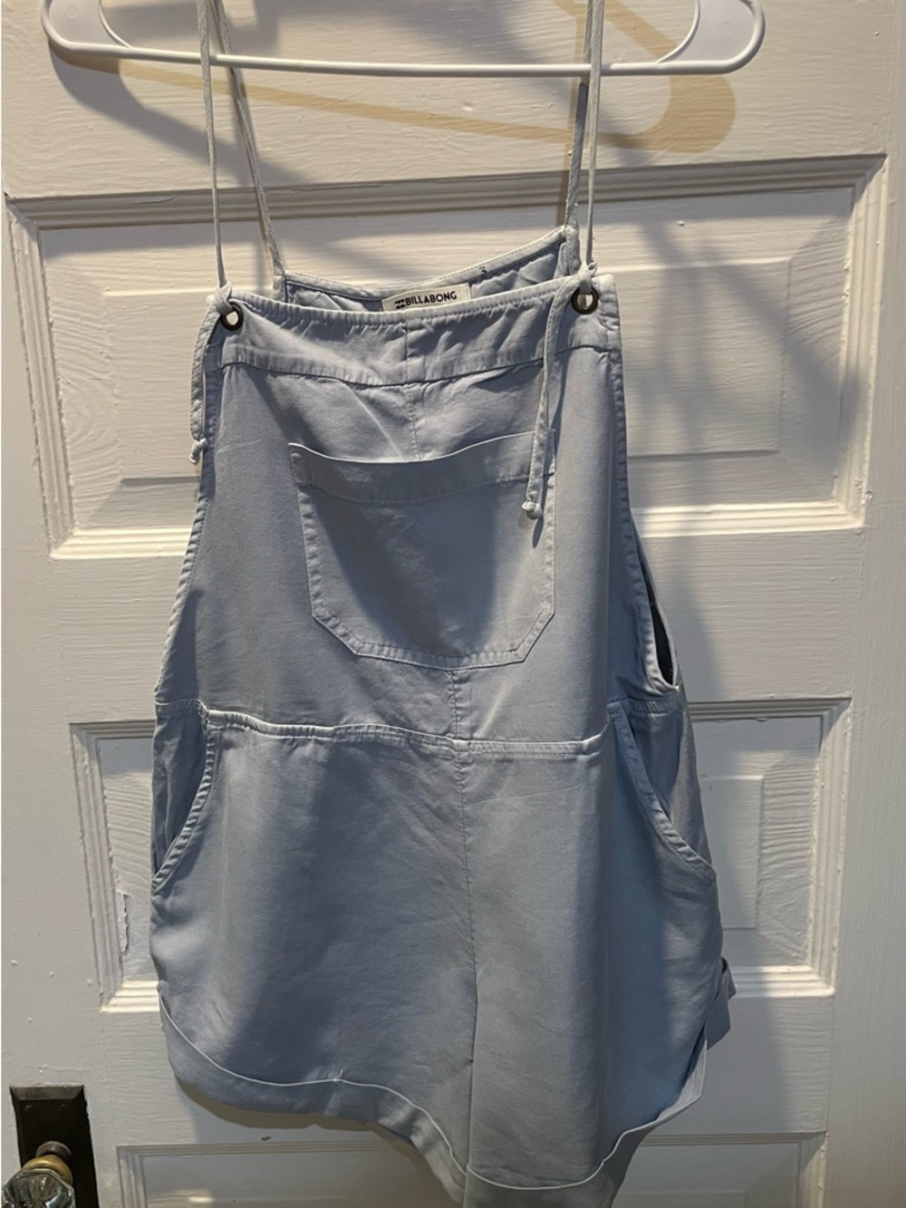 Billabong Women's Light Blue Overall Shorts, Medium